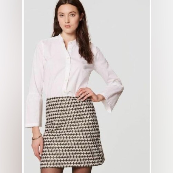 Loft Diamond Jacquard Black/Gold Shift Skirt Size 4 EUC - Picture 1 of 4